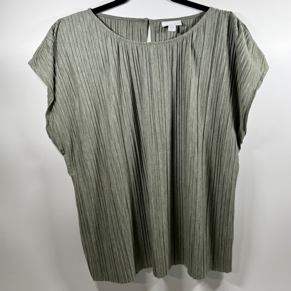 J Jill Pure Jill Pleated Top and Wide Leg Matching Set Sage Green Large Petite